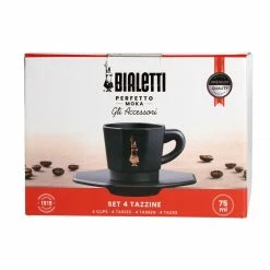 Bialetti - Set Of 4 Cups With A Saucer - Black With Copper -Coffee Desk Shop cfaea8ad6cea550edd1b552ff5e718c1